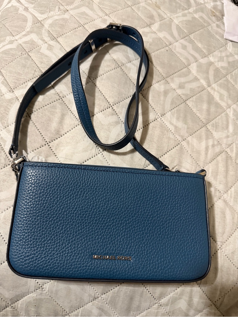 Michael Kors Teal Pebbled Leather Crossbody Bag